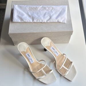 Jimmy Choo Ria 65 Latte Strappy Heeled Mules, Size 9